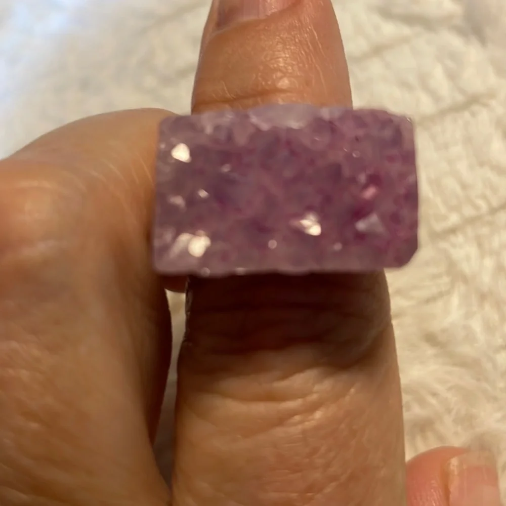 Natural Druzy Graduated Striations Ombré Ring